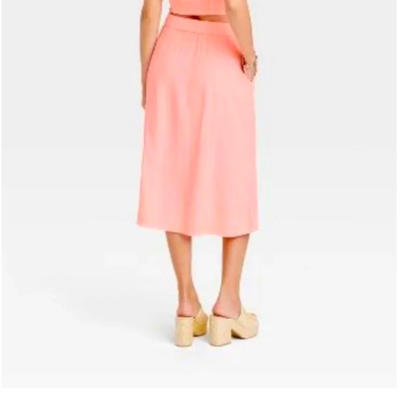 Linen blend Neon Pink Skirt - Picture 2 of 5